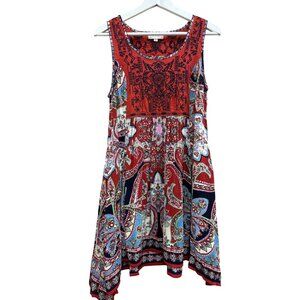 Altar'd State Women's Red Bohemian Embroidered Dress Medium